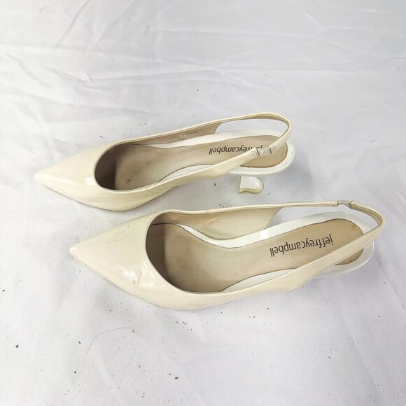JEFFREY CAMPBELL WHITE KITTEN HEEL SLING BACK * SOLD AS IS - Picture 2 of 5